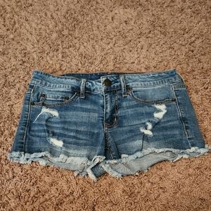 Aeropostale Blue Jean ShortyShorts Distressed Frayed Hem - Size 4